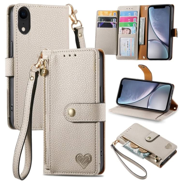 Love Zipper Lanyard Leather Phone Case, Series 1