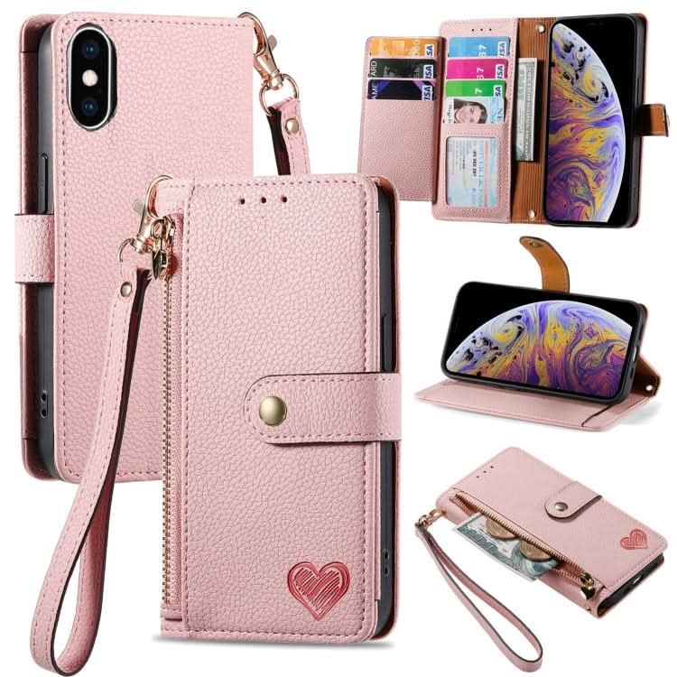 Love Zipper Lanyard Leather Phone Case, Series 3