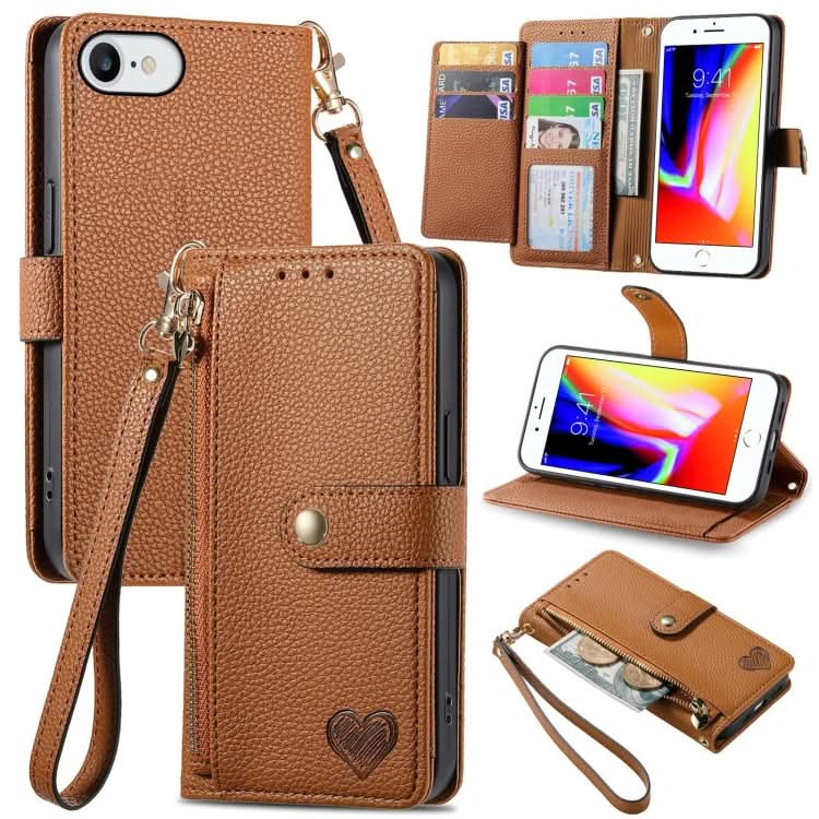 Love Zipper Lanyard Leather Phone Case, Series 1