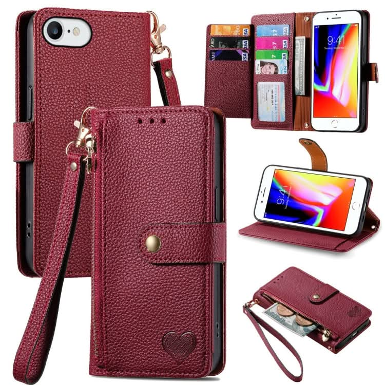 Love Zipper Lanyard Leather Phone Case, Series 1