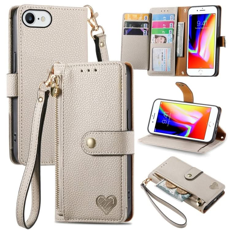 Love Zipper Lanyard Leather Phone Case, Series 1