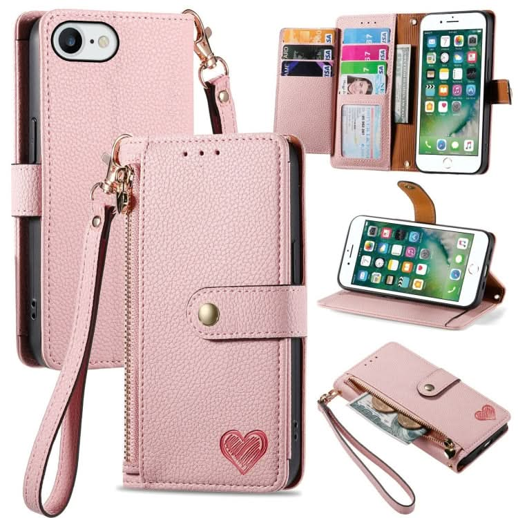 Love Zipper Lanyard Leather Phone Case, Series 6