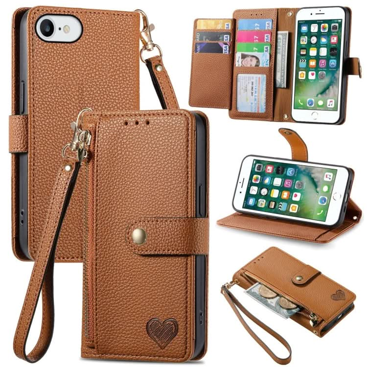 Love Zipper Lanyard Leather Phone Case, Series 6