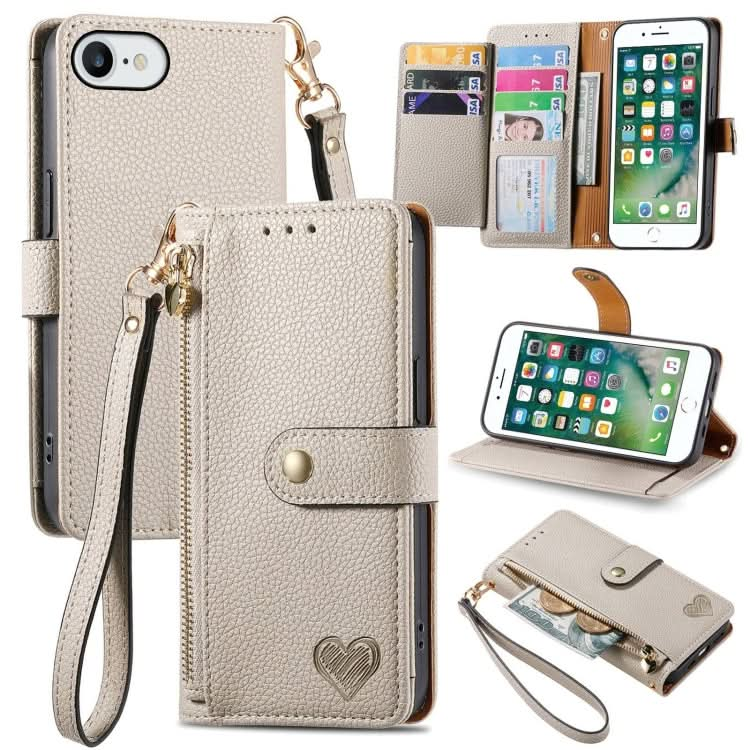 Love Zipper Lanyard Leather Phone Case, Series 6