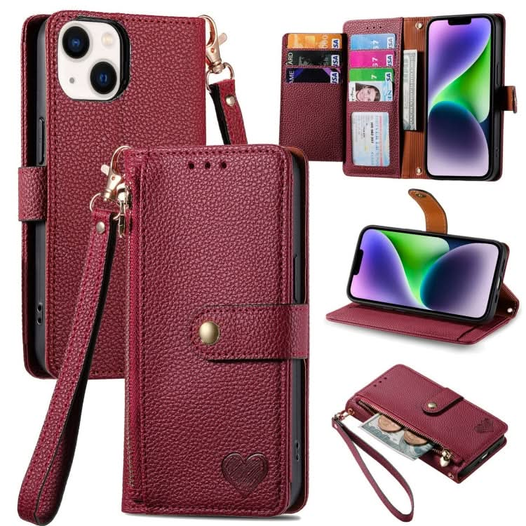 Love Zipper Lanyard Leather Phone Case, Series 4