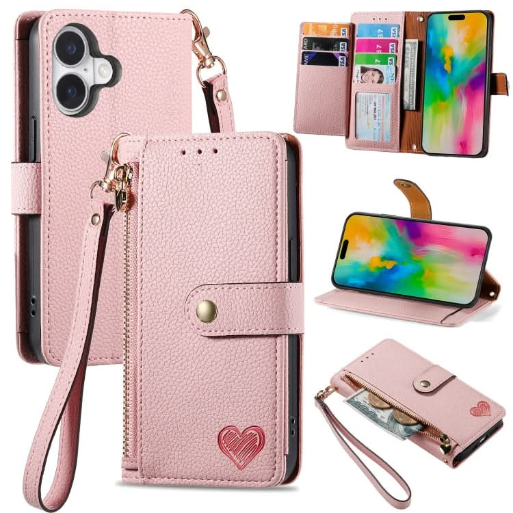 Love Zipper Lanyard Leather Phone Case, Series 4