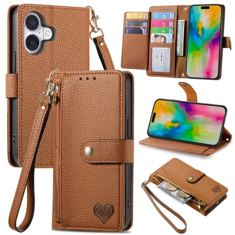 Love Zipper Lanyard Leather Phone Case, Series 4