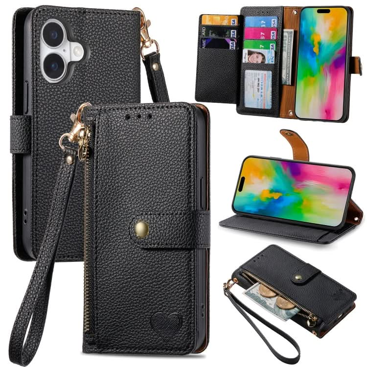 Love Zipper Lanyard Leather Phone Case, Series 4