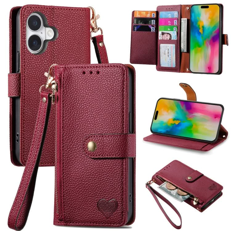 Love Zipper Lanyard Leather Phone Case, Series 4