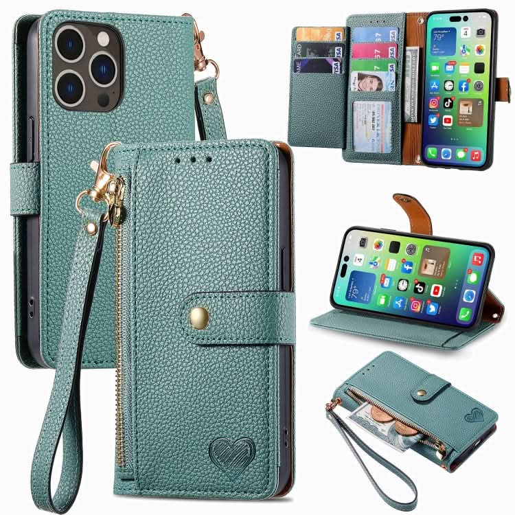 Love Zipper Lanyard Leather Phone Case, Series 5