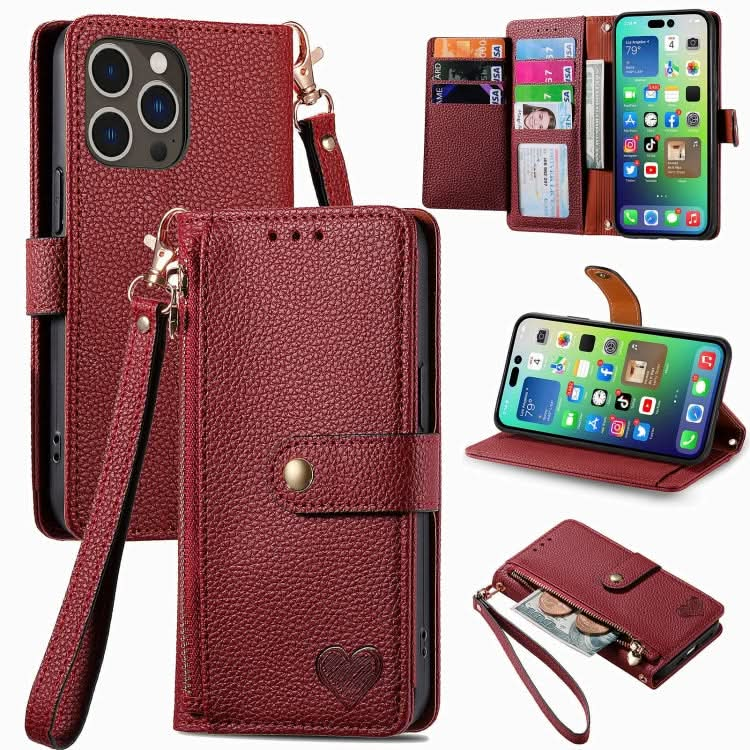 Love Zipper Lanyard Leather Phone Case, Series 5