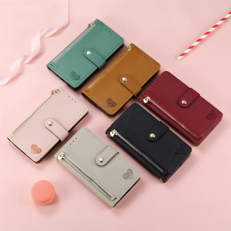 Love Zipper Lanyard Leather Phone Case, Series 1