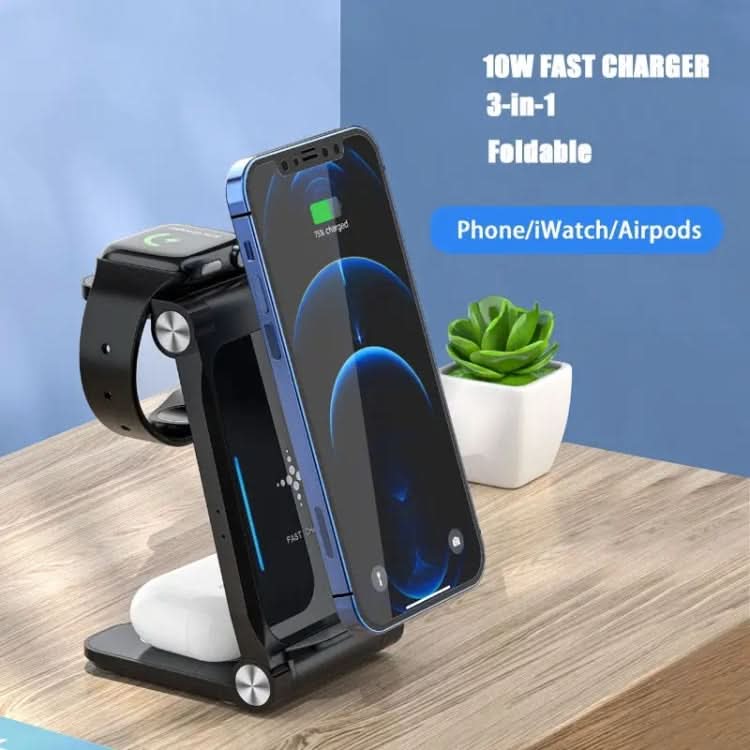 T8  QI Certified Fast Charging Station 3 in 1 Foldable Design Charging Dock