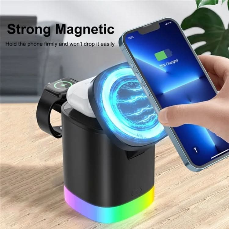 T15 3 in 1 Magnetic Magsafe Wireless Charger Folding Charging Stand For iPhone / iWatch / AirPods