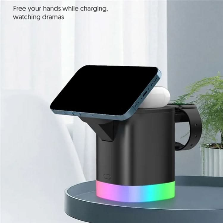 T15 3 in 1 Magnetic Magsafe Wireless Charger Folding Charging Stand For iPhone / iWatch / AirPods