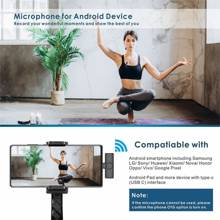 Wireless Lavalier Lapel Microphone for Android Phone & Computer with USB-C / Type-C Receiver