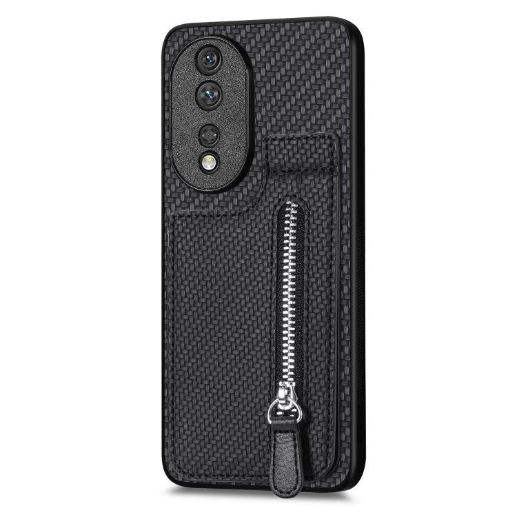 Carbon Fiber Vertical Flip Zipper Phone Case