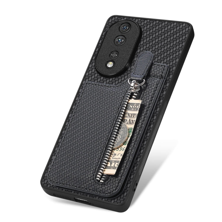 Carbon Fiber Vertical Flip Zipper Phone Case