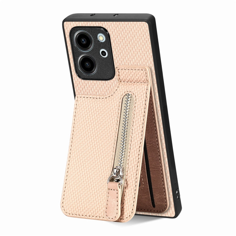 Carbon Fiber Vertical Flip Zipper Phone Case