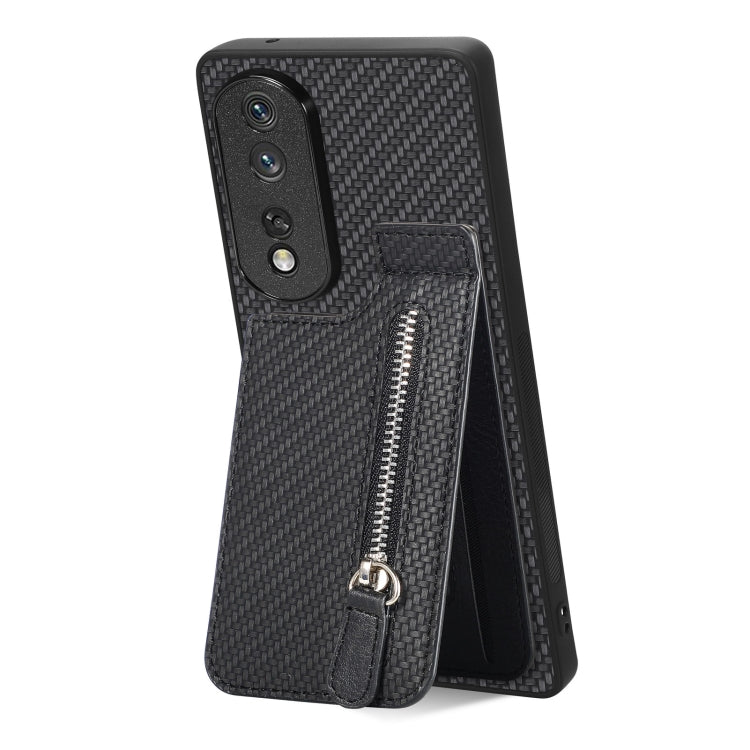 Carbon Fiber Vertical Flip Zipper Phone Case