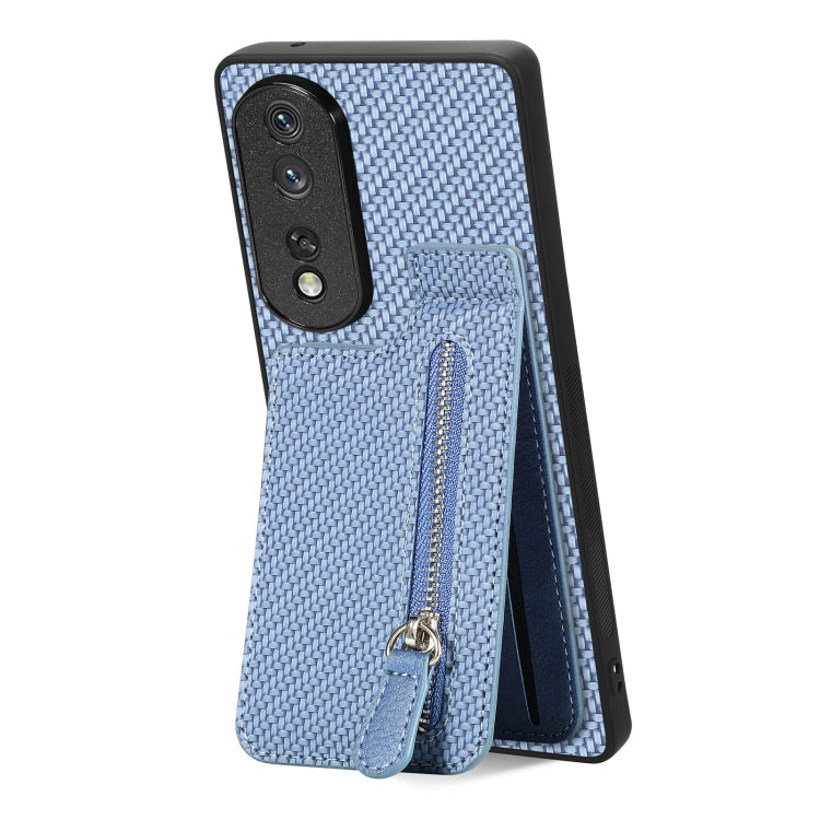 Carbon Fiber Vertical Flip Zipper Phone Case