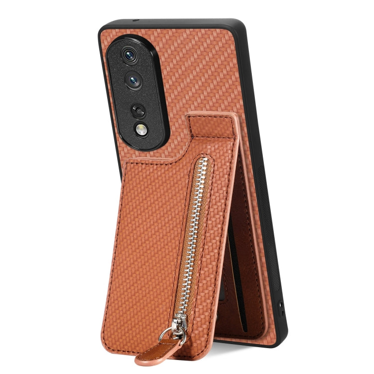 Carbon Fiber Vertical Flip Zipper Phone Case