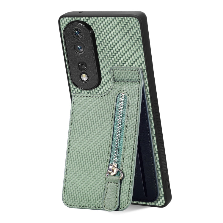 Carbon Fiber Vertical Flip Zipper Phone Case