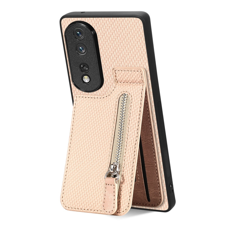 Carbon Fiber Vertical Flip Zipper Phone Case