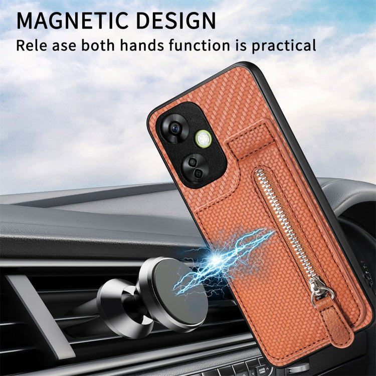 Carbon Fiber Vertical Flip Zipper Phone Case