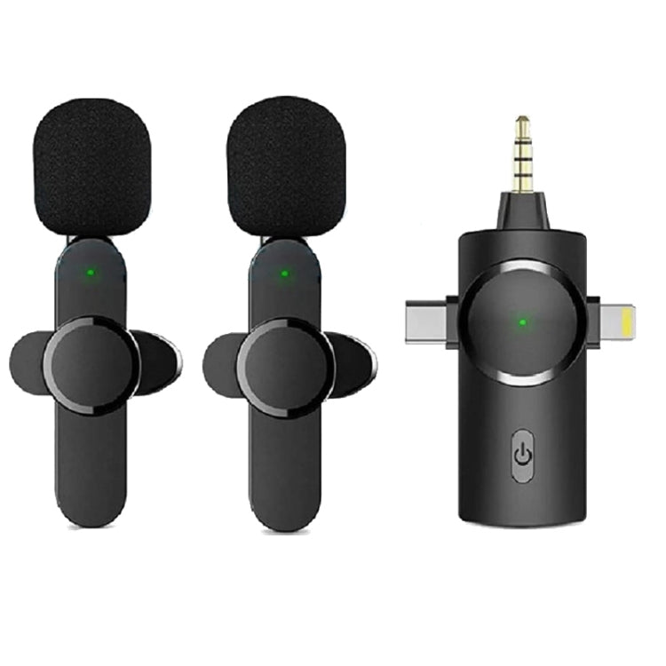 3 in 1 Lavalier Noise Reduction Wireless Microphone for iPhone / iPad / Android / Camera