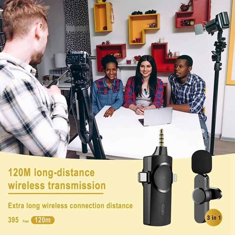 3 in 1 Lavalier Noise Reduction Wireless Microphone for iPhone / iPad / Android / Camera Reluova