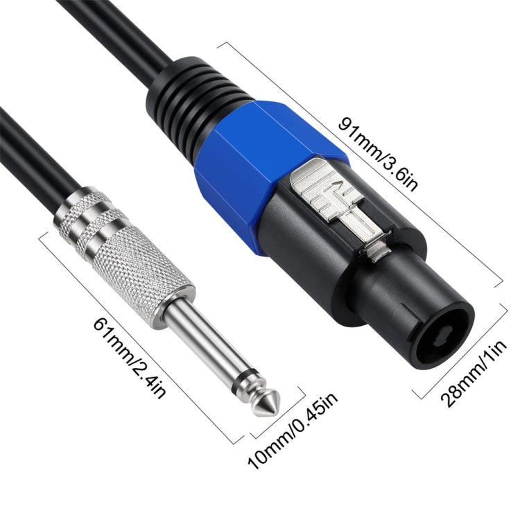 JUNSUNMAY Speakon Male to 6.35mm Male Audio Speaker Adapter Cable with Snap Lock Reluova