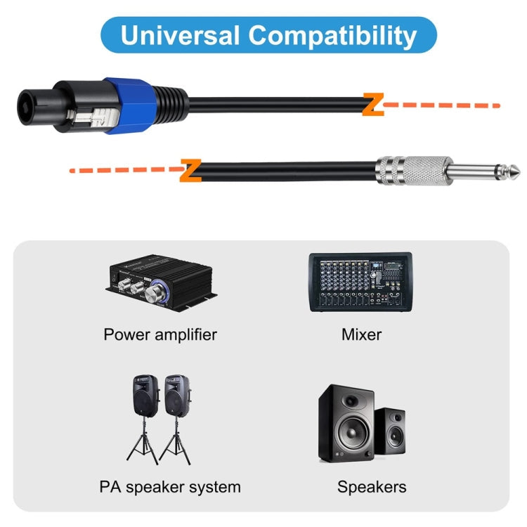 JUNSUNMAY Speakon Male to 6.35mm Male Audio Speaker Adapter Cable with Snap Lock