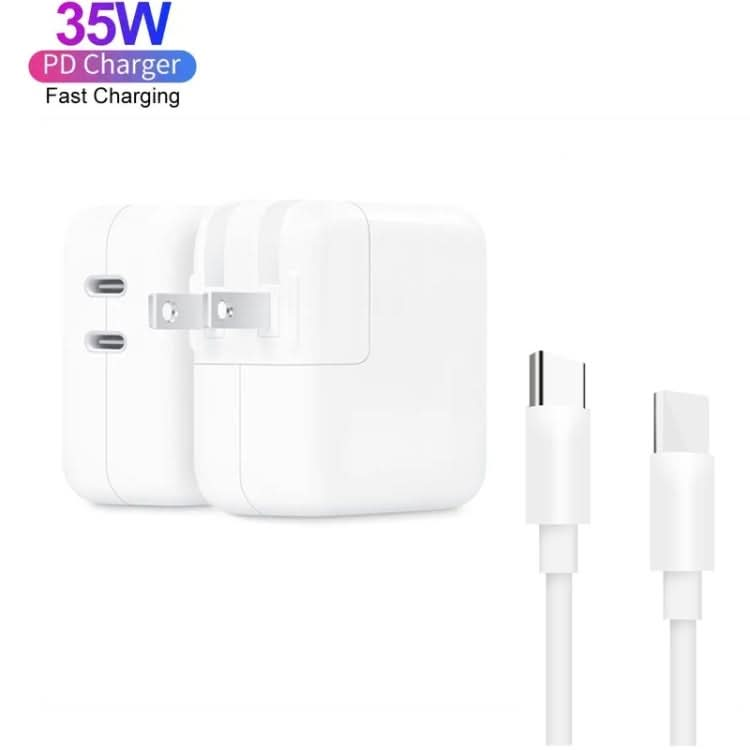 35W PD3.0 USB-C / Type-C Dual Port Charger with Type-C to Type-C Data Cable, US Plug