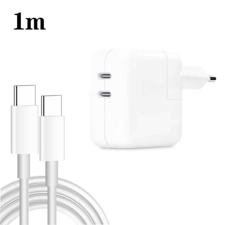 35W PD3.0 USB-C / Type-C Dual Port Charger with Type-C to Type-C Data Cable, EU Plug