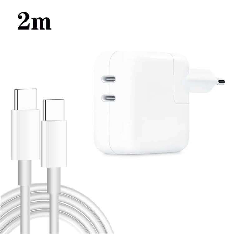 35W PD3.0 USB-C / Type-C Dual Port Charger with Type-C to Type-C Data Cable, EU Plug