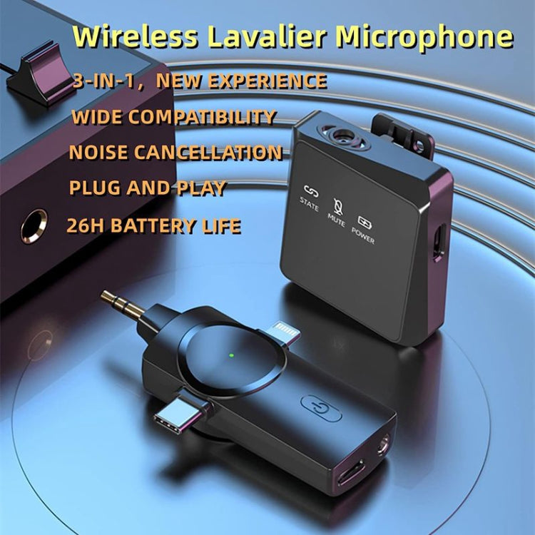 3 in 1 Mini Wireless Lavalier Microphone for iPhone / iPad / Android / PC Camera