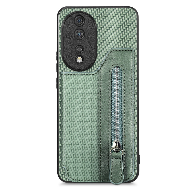 Carbon Fiber Horizontal Flip Zipper Wallet Phone Case