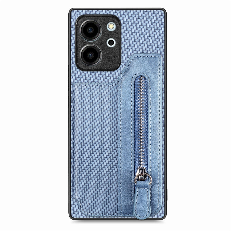 Carbon Fiber Horizontal Flip Zipper Wallet Phone Case