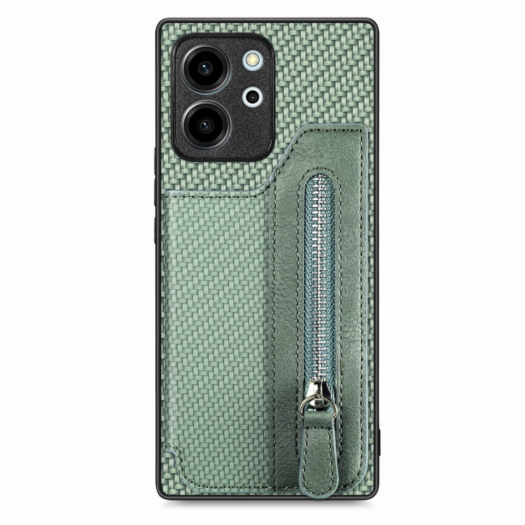 Carbon Fiber Horizontal Flip Zipper Wallet Phone Case