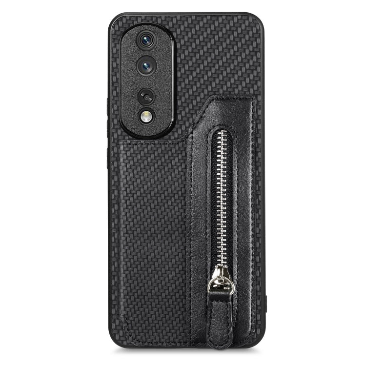 Carbon Fiber Horizontal Flip Zipper Wallet Phone Case