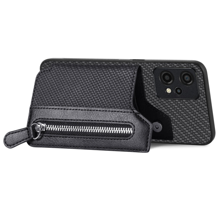 Carbon Fiber Horizontal Flip Zipper Wallet Phone Case