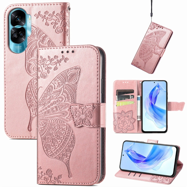 Butterfly Love Flower Embossed Leather Phone Case, Series 2