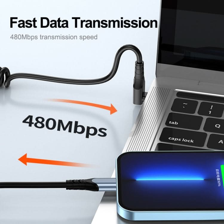ENKAY 3A Elbow Expansion Spring Coiled Fast Chrging Data Cable, Length: 1.5m