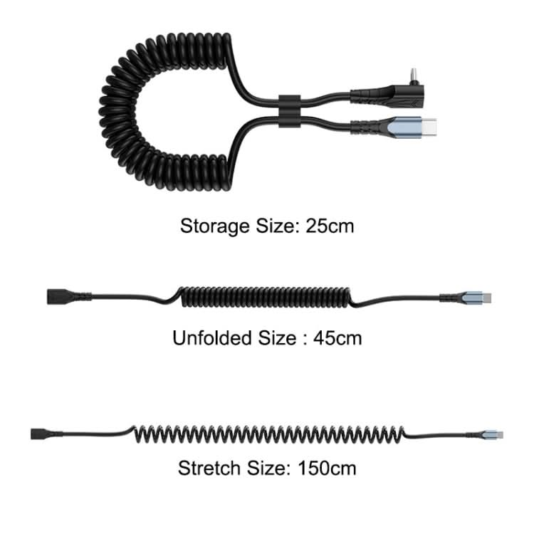 ENKAY 3A Elbow Expansion Spring Coiled Fast Chrging Data Cable, Length: 1.5m