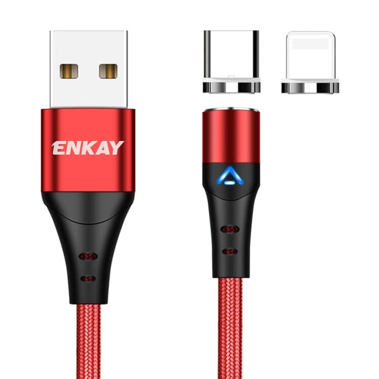 ENKAY 2 in 1 3A USB to 8 Pin + Type-C Magnetic Fast Charging Data Cable