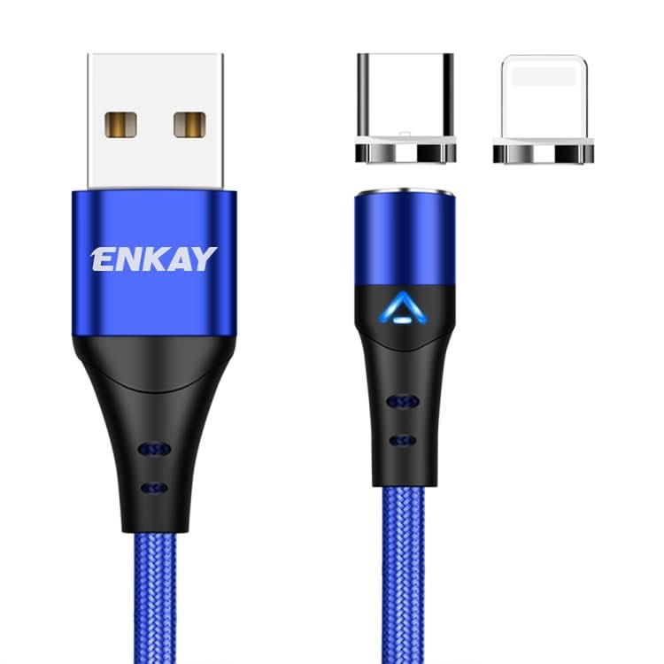 ENKAY 2 in 1 3A USB to 8 Pin + Type-C Magnetic Fast Charging Data Cable