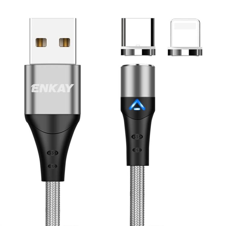 ENKAY 2 in 1 3A USB to 8 Pin + Type-C Magnetic Fast Charging Data Cable