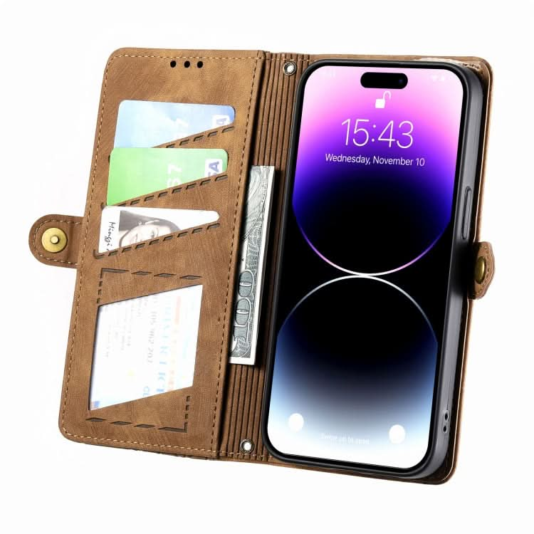 Geometric Zipper Wallet Side Buckle Leather Phone Case, Series 6