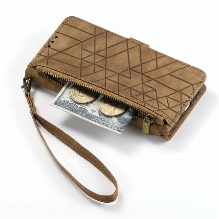 Geometric Zipper Wallet Side Buckle Leather Phone Case, Series 6